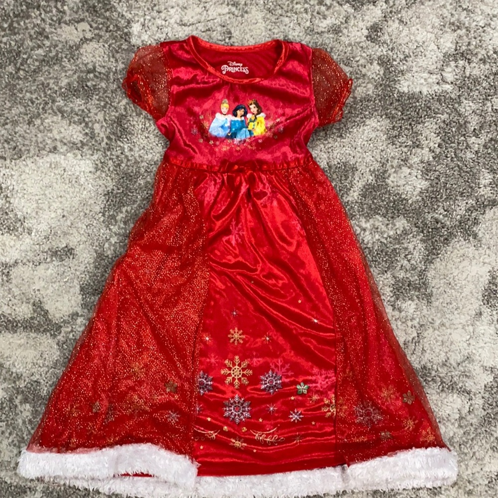 Disney Princess Christmas Holiday Red Night Gown 5T